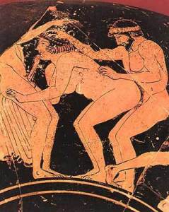 Sexo retratado em cerâmica antiga